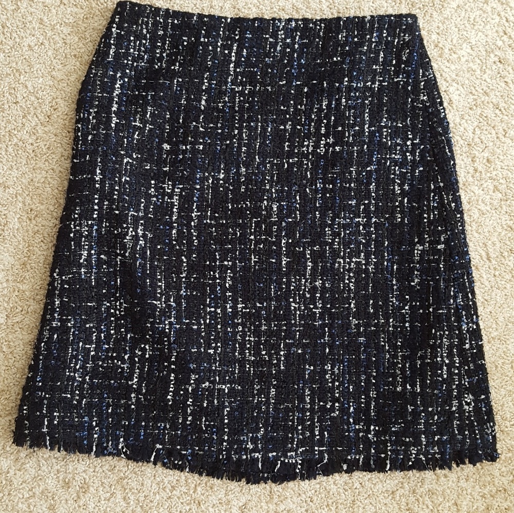 Ann Taylor Blue and Silver Tweed A-line Skirt